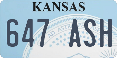 KS license plate 647ASH