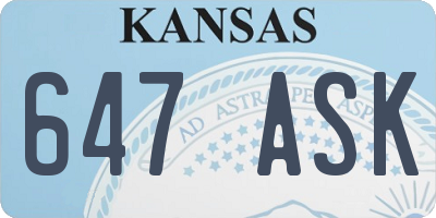 KS license plate 647ASK