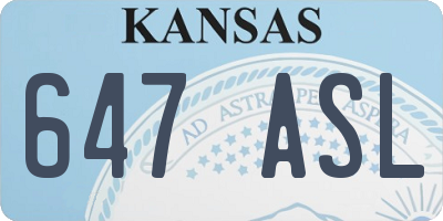 KS license plate 647ASL