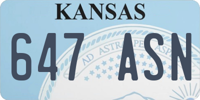 KS license plate 647ASN