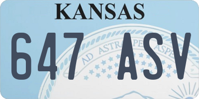 KS license plate 647ASV
