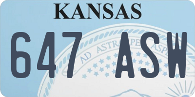KS license plate 647ASW