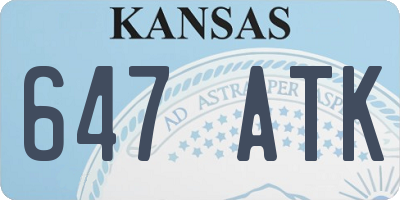 KS license plate 647ATK