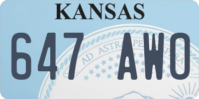 KS license plate 647AWO