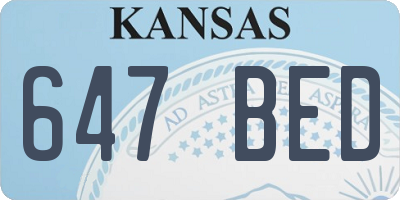 KS license plate 647BED