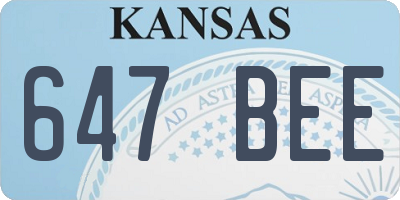 KS license plate 647BEE