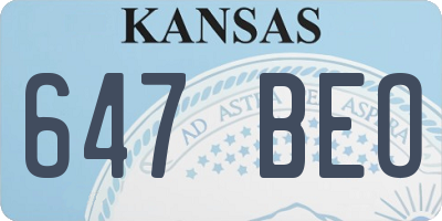 KS license plate 647BEO
