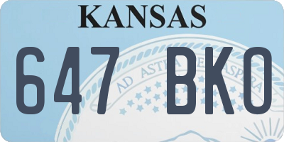 KS license plate 647BKO