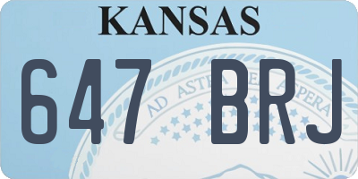 KS license plate 647BRJ