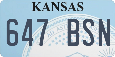 KS license plate 647BSN