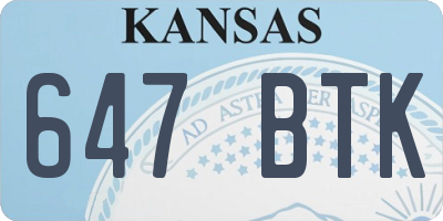 KS license plate 647BTK