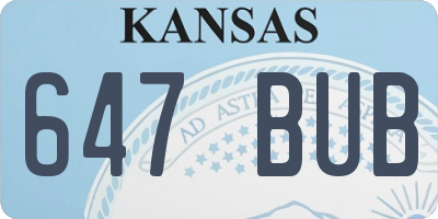 KS license plate 647BUB
