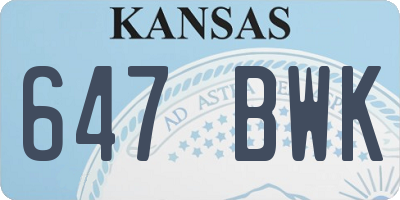 KS license plate 647BWK