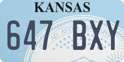 KS license plate 647BXY