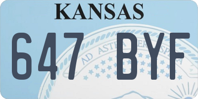KS license plate 647BYF