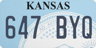 KS license plate 647BYQ