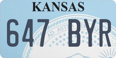 KS license plate 647BYR