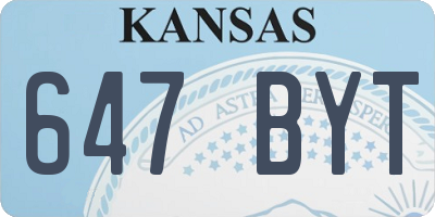 KS license plate 647BYT