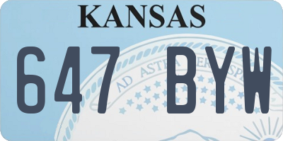KS license plate 647BYW
