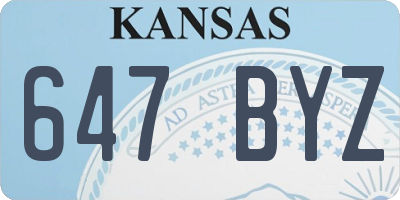 KS license plate 647BYZ