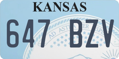 KS license plate 647BZV