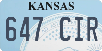 KS license plate 647CIR