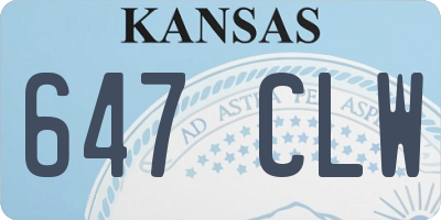 KS license plate 647CLW