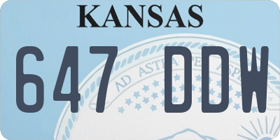 KS license plate 647DDW