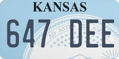KS license plate 647DEE