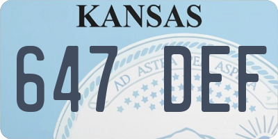 KS license plate 647DEF