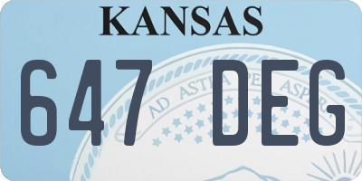 KS license plate 647DEG