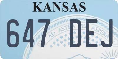KS license plate 647DEJ