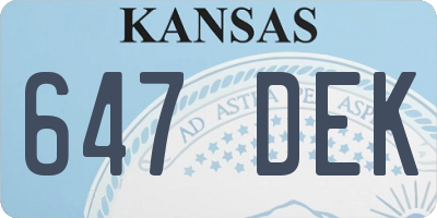 KS license plate 647DEK