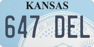 KS license plate 647DEL