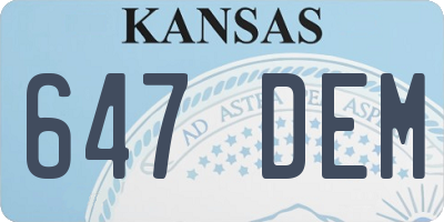 KS license plate 647DEM