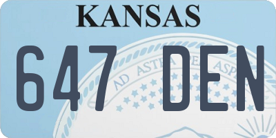 KS license plate 647DEN