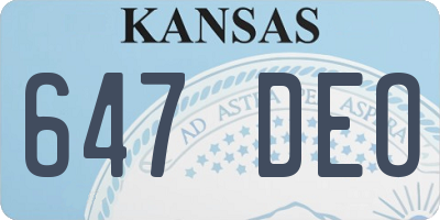 KS license plate 647DEO