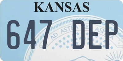 KS license plate 647DEP