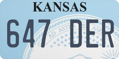 KS license plate 647DER