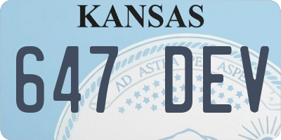 KS license plate 647DEV