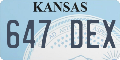KS license plate 647DEX