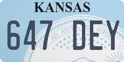 KS license plate 647DEY