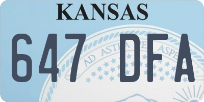 KS license plate 647DFA