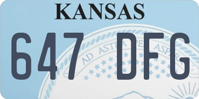 KS license plate 647DFG