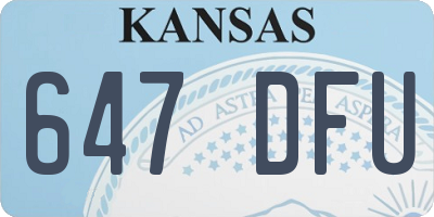 KS license plate 647DFU