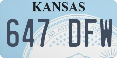 KS license plate 647DFW