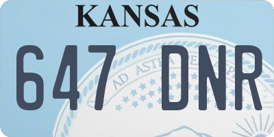 KS license plate 647DNR
