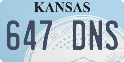 KS license plate 647DNS