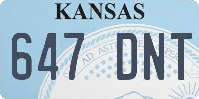 KS license plate 647DNT