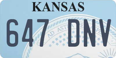 KS license plate 647DNV